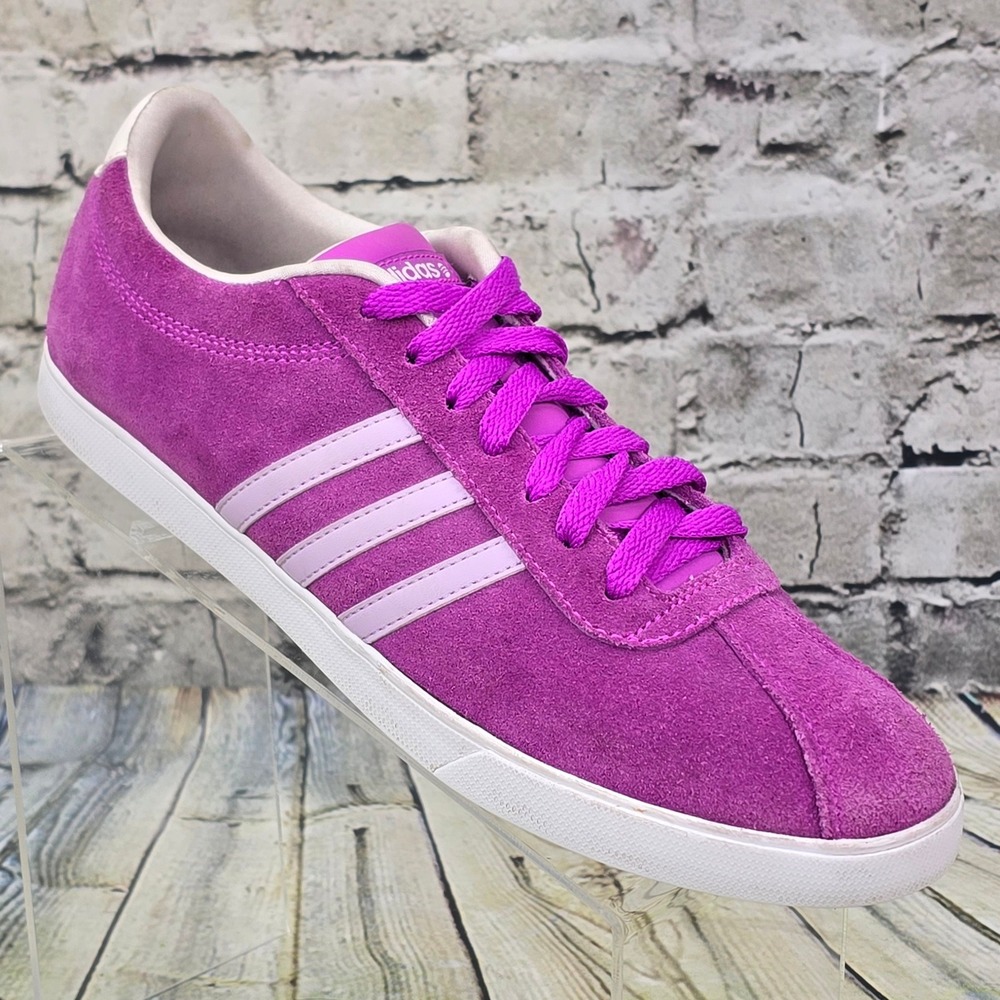 Adidas Neo Sneakers Womens 11 Purple Suede Low Top Lace Up Court Shoes F97714